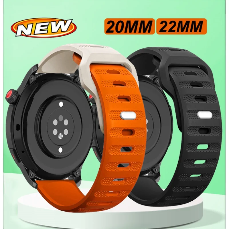 

Ремешок силиконовый для часов Amazfit Bip 3 3Pro GTR 2 3 4 GTS 2e 3 4 4mini, браслет для Samsung Galaxy Watch 6 3 4/5/5Pro 42 46M, 20 22 мм