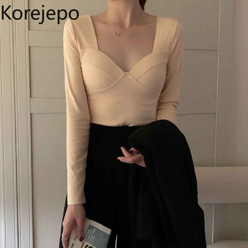 

Korejepo Korejepo Traceless Thermal Underwear Top with Breast Pad Women's Winter 2021 Plush Thickened Inner Bottom Shirt Fashion