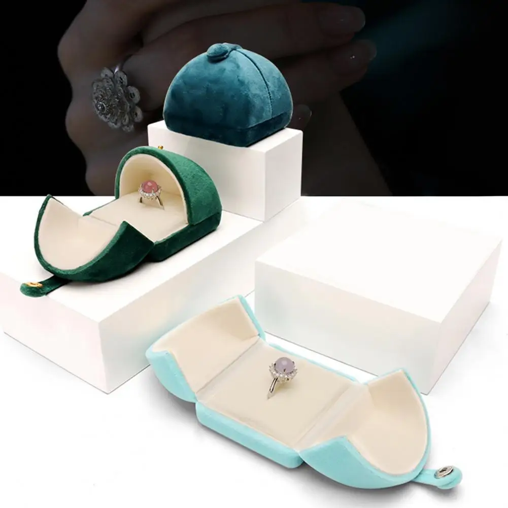 

Proposal Ring Box Double-sided Opening Velvet Snap Button Solid Color Finger Ring Jewelry Gift Case Valentine's Day Supplies