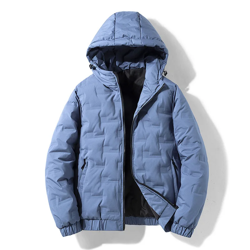 

men's winter short down jacket men's light hooded down jacket Youth Solid Color Lightweight Long Sleeve Full Zip Down Jacket