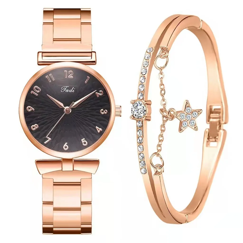 Часы женские кварцевые со стальным браслетом и циферблатом Роскошные 2022