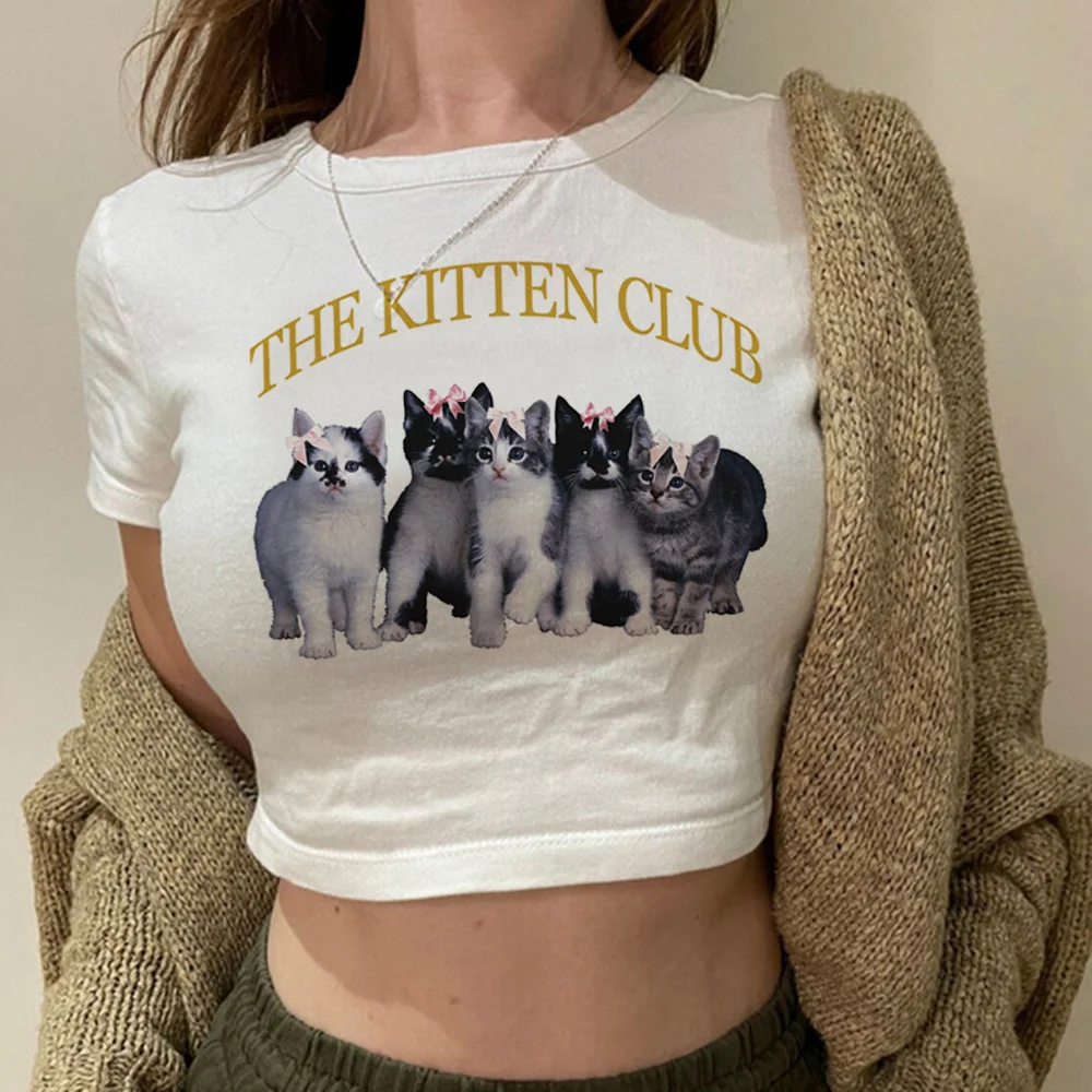 The Kitten Club goth streetwear vintage crop top girl cyber y2k hippie graphic Kawaii clothing