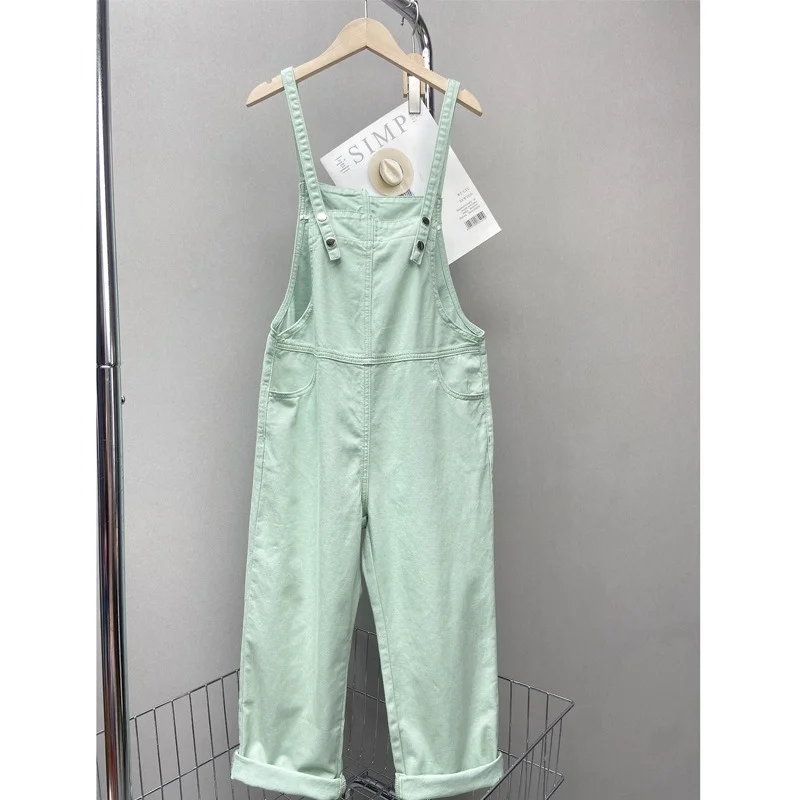 

Solid Color Jumpsuits Women French Style Spring Harajuku Wide-leg Denim Overall BF College Teenagers Streetwear Ropa
