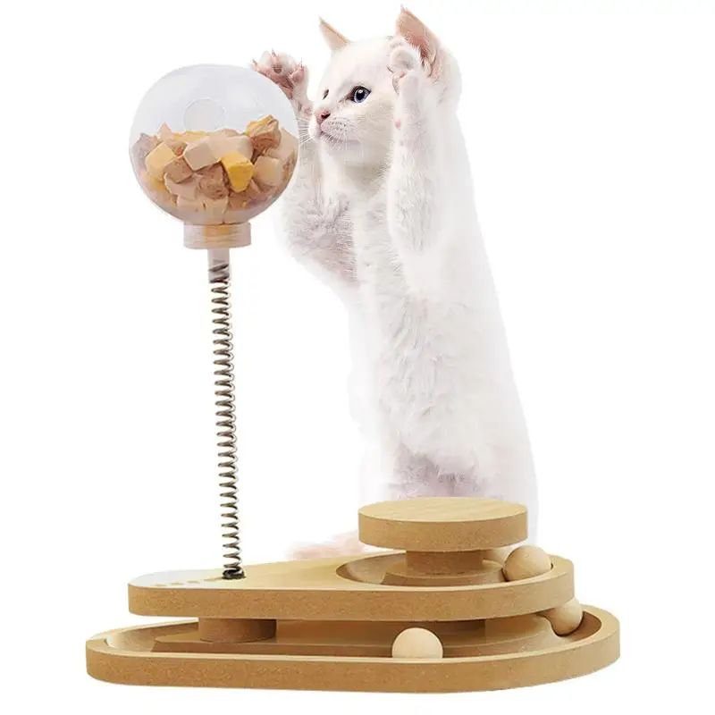 

Cat Treat Dispenser Toy Spring IQ Training Ball Treat Dispensing Cat Toys For Indoor Cats Interactive Ball Treats Slow Feeder