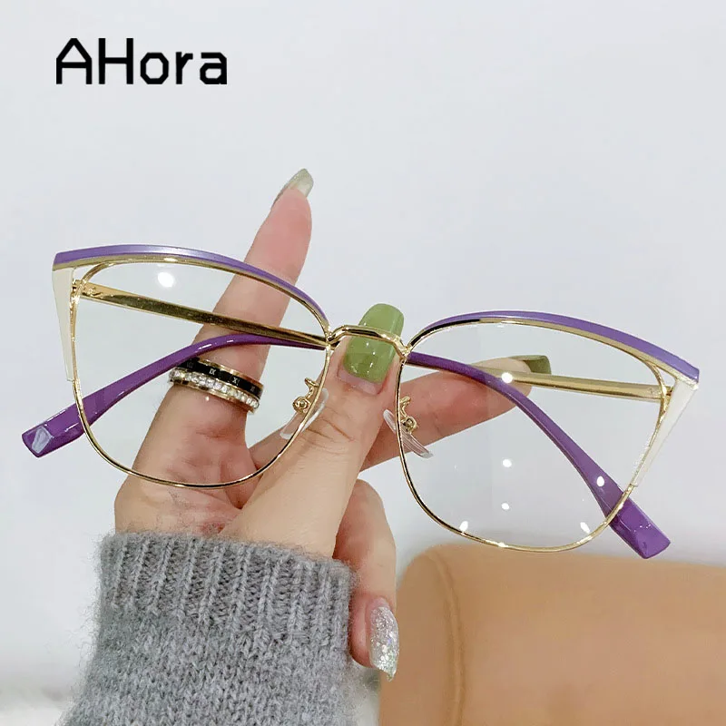 

Ahora New Laides Optical Myopia Glasses Frame Women 2023 Fashion Luxury Brand Spectacles Metal Blue Light Blocking Frames Female
