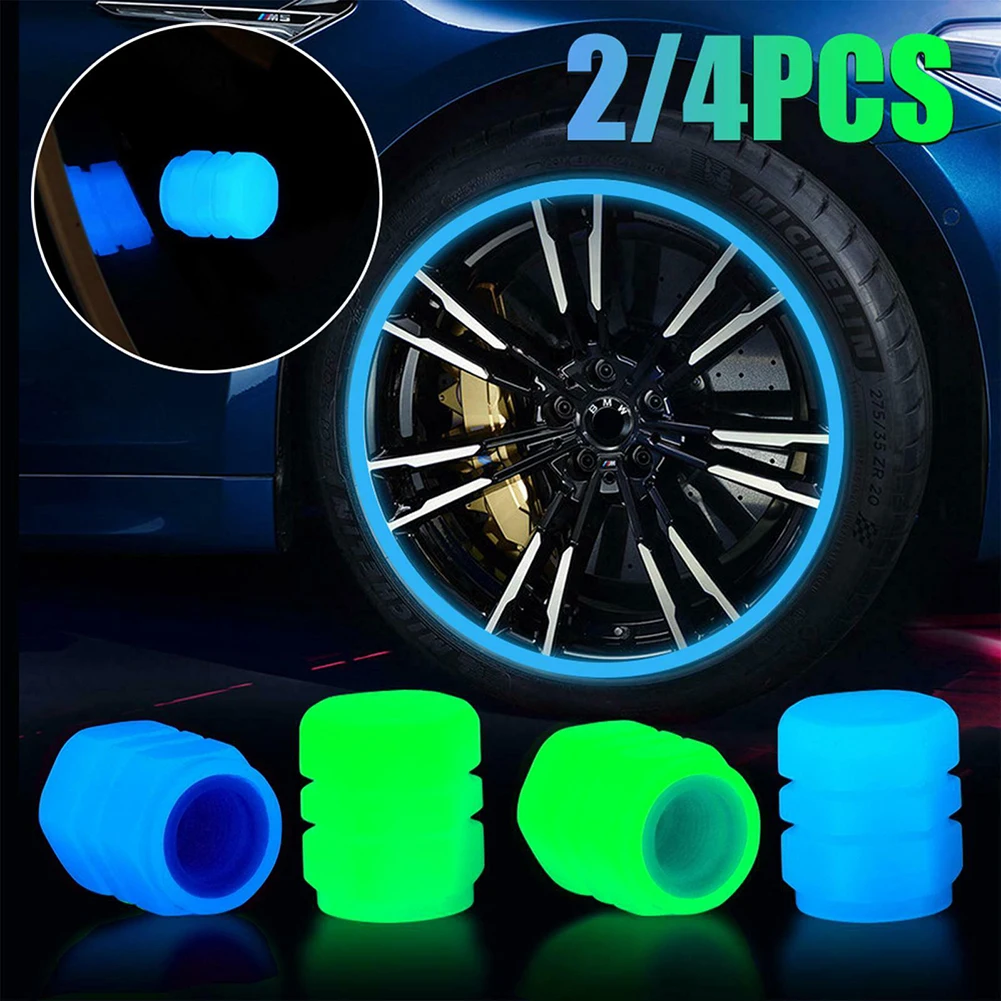 

2/4PCS Luminous Car Tire Valve Stems Cap Universal Tire Valve Cap Fluorescent Wheel Stem Air Valve Cap Motorcycle Car Accessorie