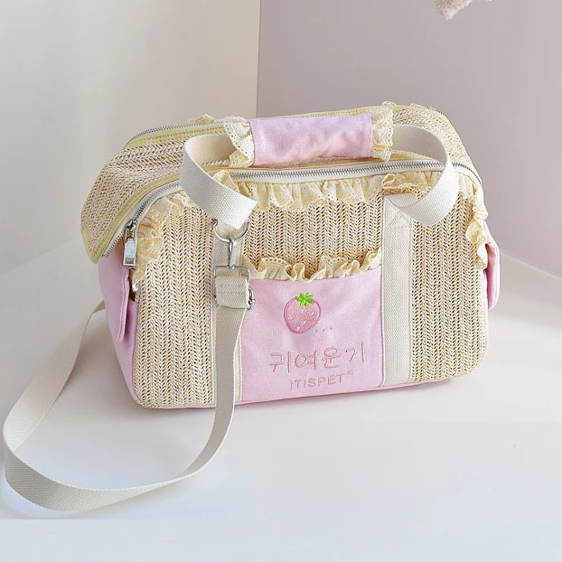 

Korean Crossbody Outing & Bag Ins Sweet Style Shoulder Bag Bag Portable Lace Pet Dog Cute Carriers Sling Bags Single Small Pet