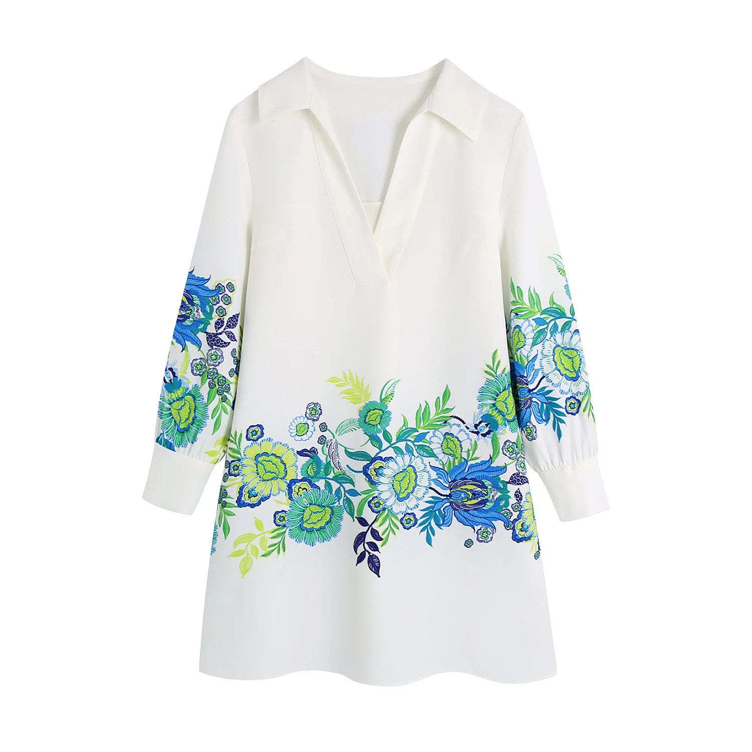 

2022 Summer New Women's Long Sleeve Loose Printed Dress Short Skirt