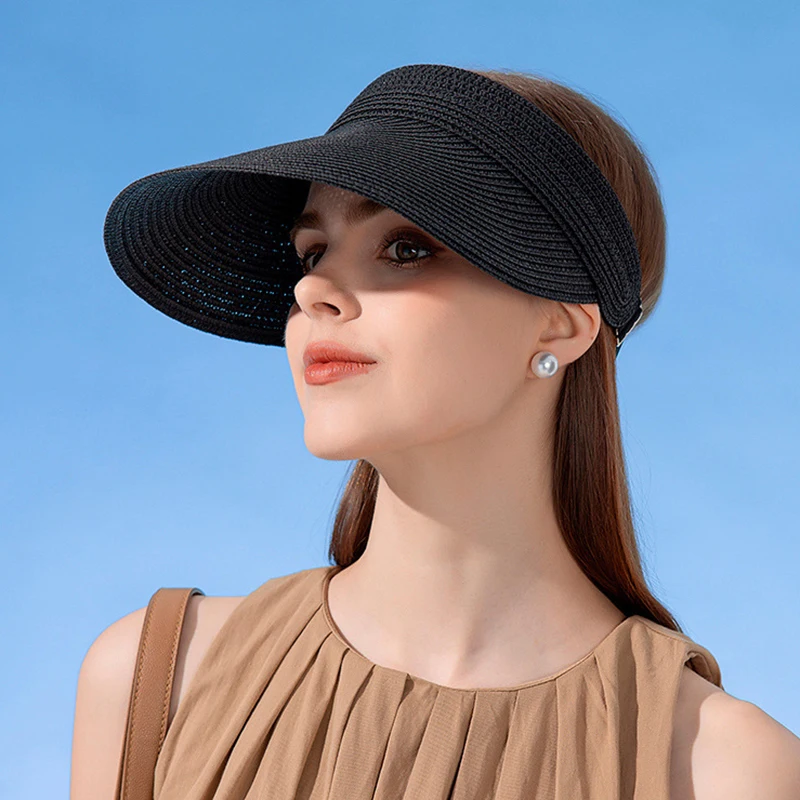 Шляпа женская летняя соломенная с длинными широкими полями и верхом