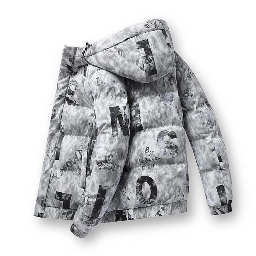 New Fashion Men Jacket Bright Surface Hooded Windproof Winter Cotton Padded Windbreaker Streetwear