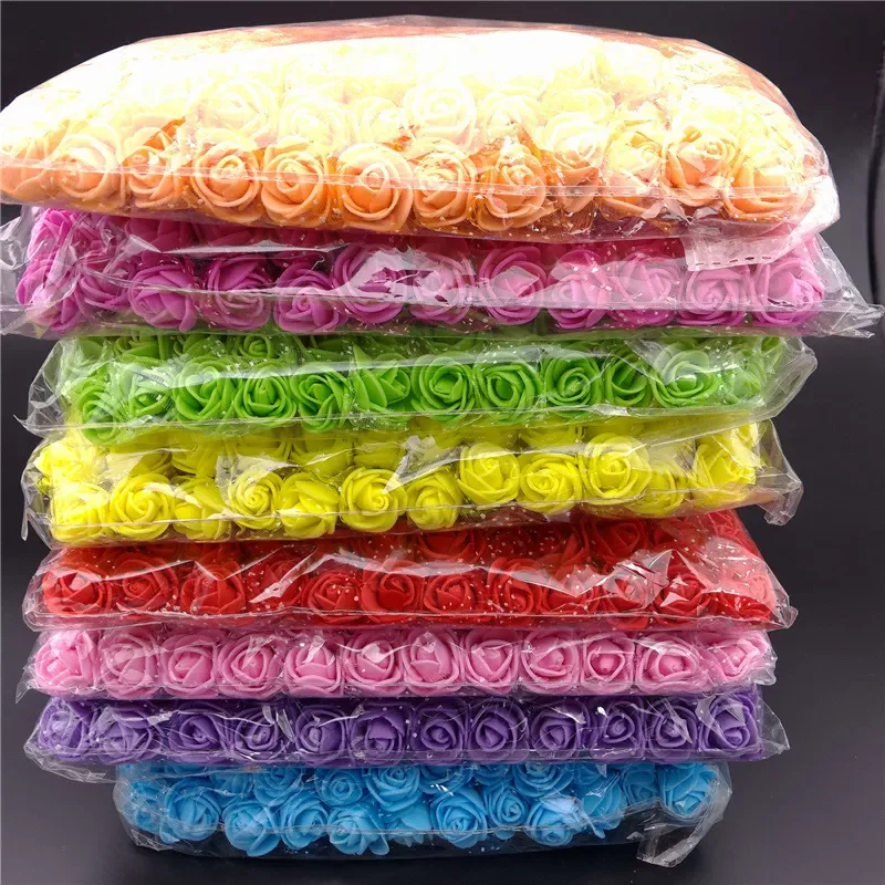 

2CM Mini Foam Roses Artificial Flower Multicolor Wedding Fake Rose Flowers Bouquet Decoration Home Car Handmade Crafts