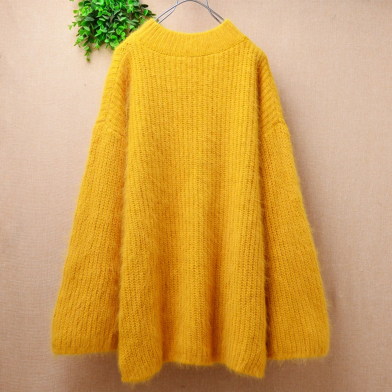 Женская осенне-зимняя одежда волосатый ангорский кролик вязаный свободный