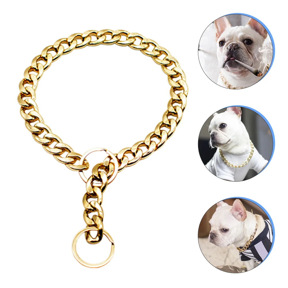 

Dog Chain Collar Training Golden Puppy Choke Necklace Kitten Neck Pet Decorative Gold Stianlesssteel Metal Choker Ornament