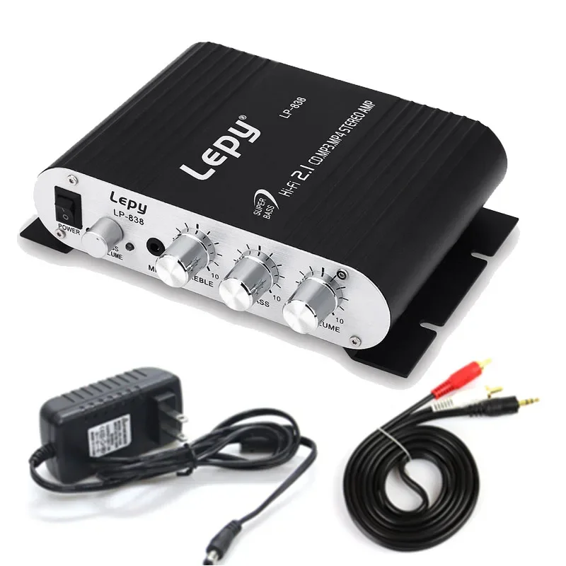 Фото Lepy LP-838\838BT\838USB МИНИ-цифровой Hi-Fi автомобильный усилитель мощности 2,1-канальный цифровой сабвуфер стерео BASS аудиоплеер №1