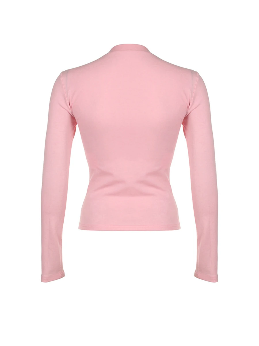 Duoyunn Женский Топ с длинным рукавом в форме сердца круглым вырезом облегающие