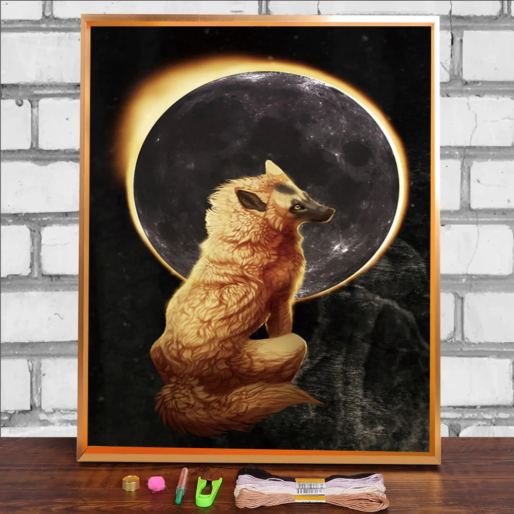 

Набор для вышивки крестиком 11CT с изображением животных и волка