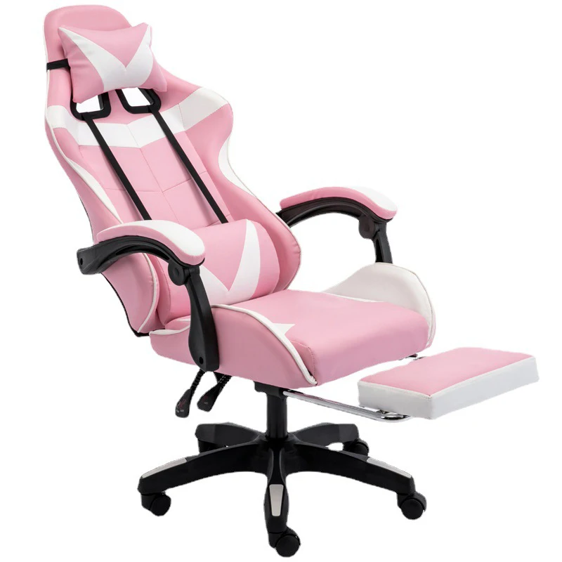 

Charmount Adjustable Gaming Chair PU Leather Nylon Computer Silla Gamers Racing Pink Gaming Chair