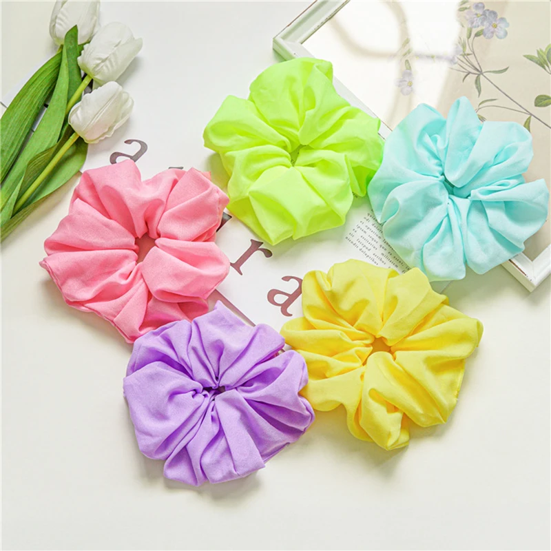 

1PCS Hair Accessories Neon Scrunchies Elastic Hair Ties Colorful Ponytail Holders Green Blue Candy Color Bright Hair Rope