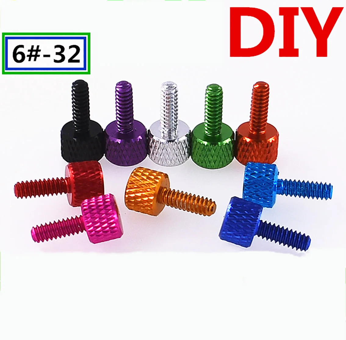 

5Pcs UNC 6#-32*10mm Colourful Thumb Screw Aluminum Alloy Flat Head Knurled Hand Tighten Bolts Computer Case DIY Parts