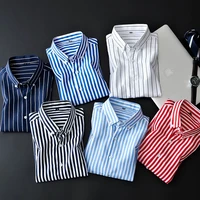 new spring autumn casual shirts men fashion business button down long sleeve striped shirt regular fit male blouse