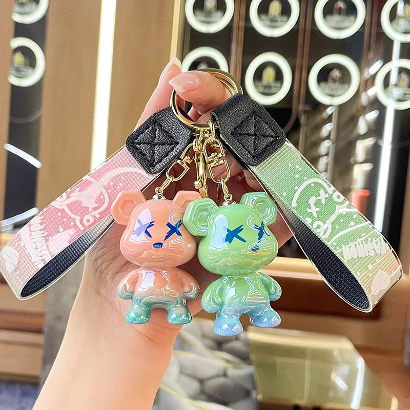 

Acrylic Bear Cartoon Gradient Color Bear Keychain New Resin Cute Pendant Gift Key Accesorios