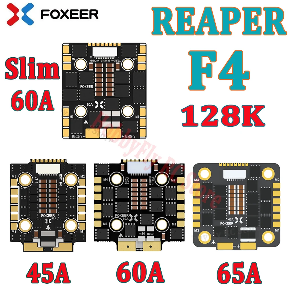 Foxeer Reaper F4 Mini 45A /60A/65A/Slim 60A 128K 4 в 1 ESC BLHeli32 3-8S LIPO DShot1200 для гоночного дрона RC FPV |