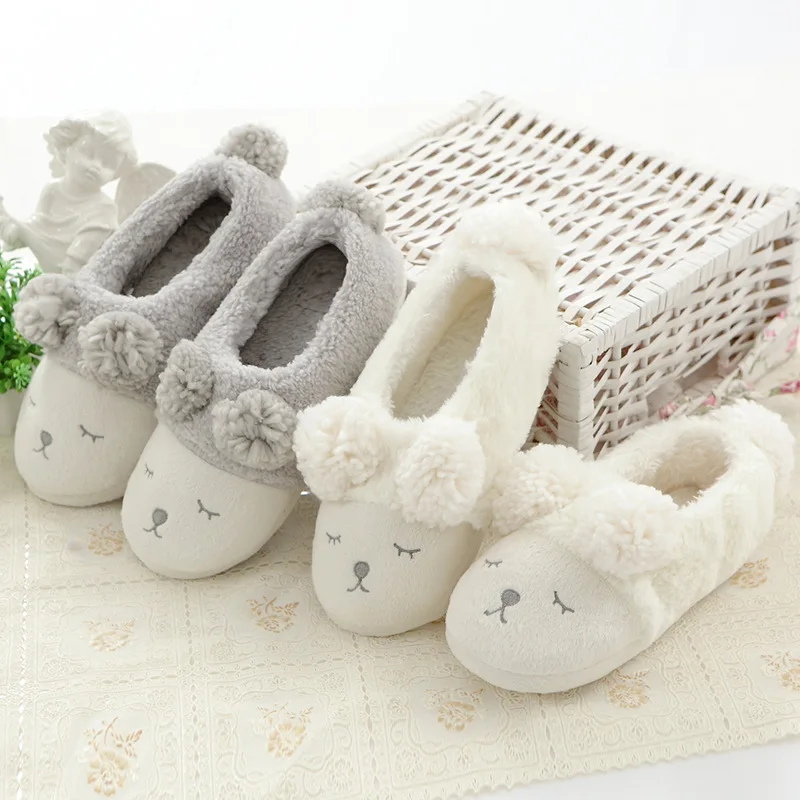 Spring Home slippers women 2022 Plush Warm Home slippers Faux wool Anime Soft slippers Indoor Floor Non slip House Slippers