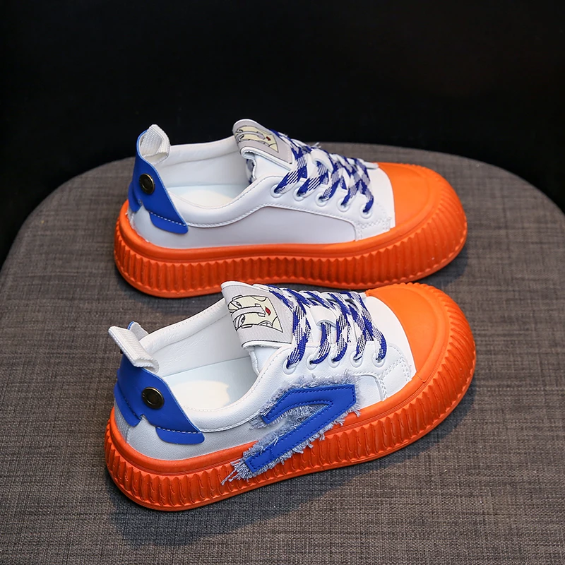 

Женская обувь, модная обувь из искусственной кожи на плоской платформе с круглым носком, толстая подошва EVA, на шнуровке, повседневная женская обувь для прогулок