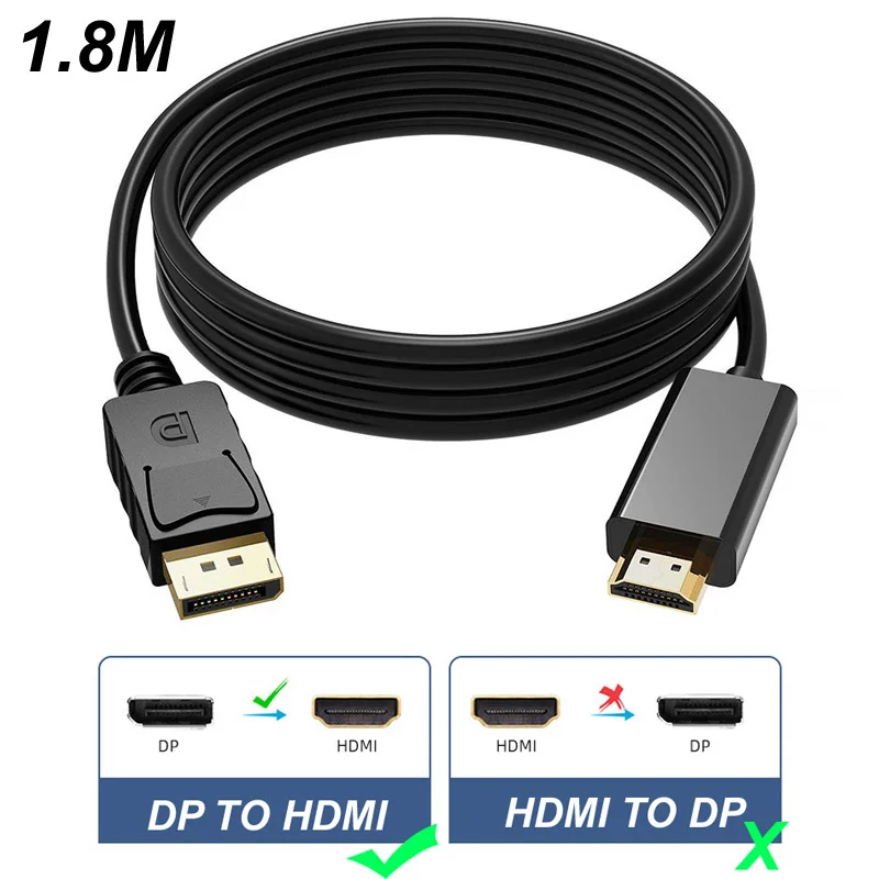 

1.8M 6FT Displayport DP Male To HDMI-Compatible Male HD 4K X 2K 1080P Audio Video Converter Cable For PC TV Laptop Projector PC