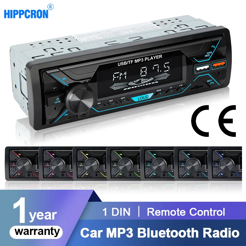 1din Hippcorn Автомобильный Радио Аудио Bluetooth Стерео MP3-плеер FM-приемник 60Wx4 с цветной