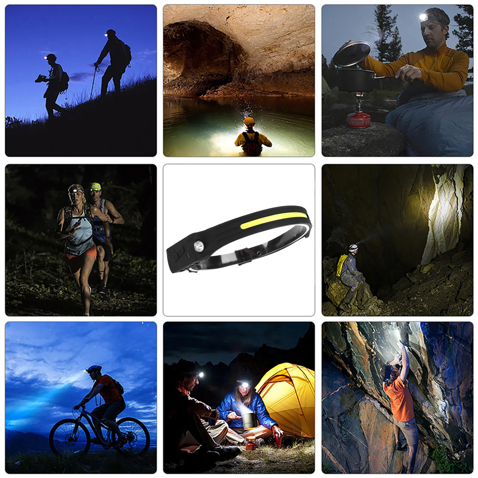 1-20PCS Induction Headlamp COB LED Head Lamp USB Rechargeable Flashlight 4 Modes Lighting Work Torch For Fishing Lantern |