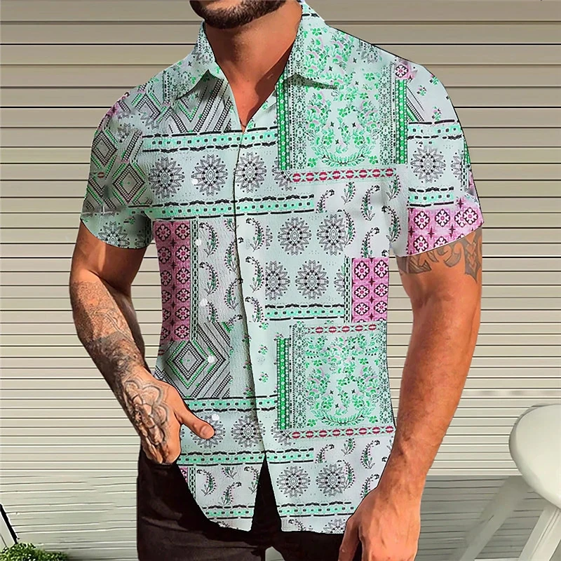 

Men's Hawaiian Shirts For Men Short Sleeve 3D Print Shirt Beach Blouse Orange Vintage Designer Pattern Shirts Fashion Summer Top