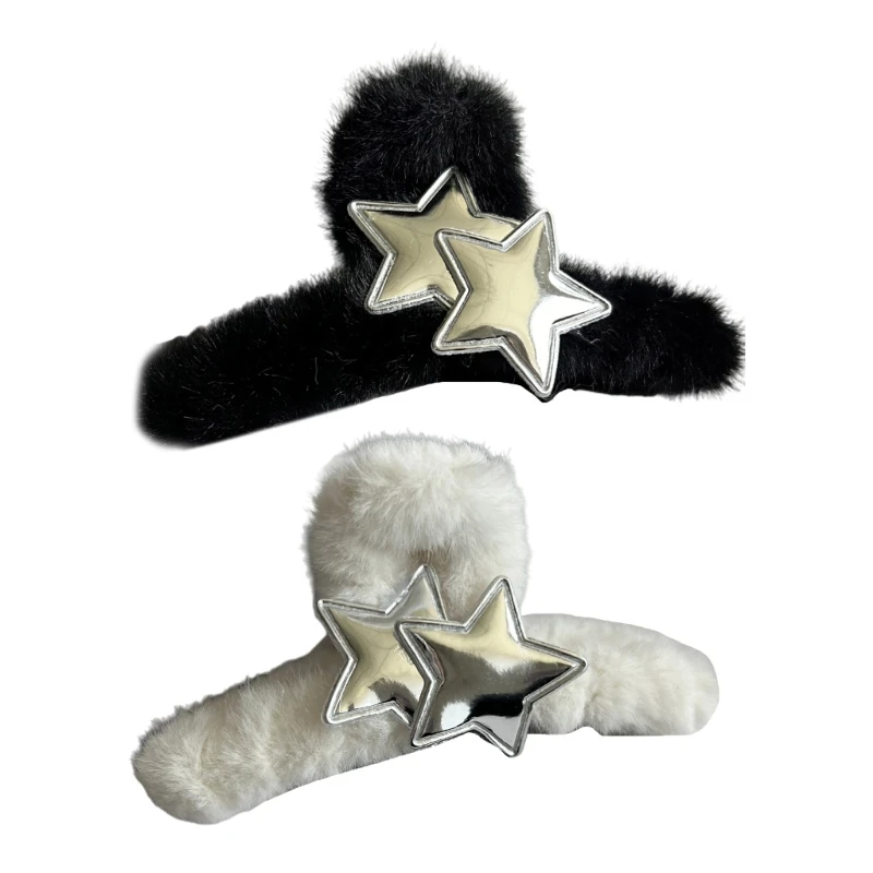 

Металлическая заколка для волос Y2k в виде звезды для девочек, плюшевая заколка для волос, Шпилька для волос для подростков