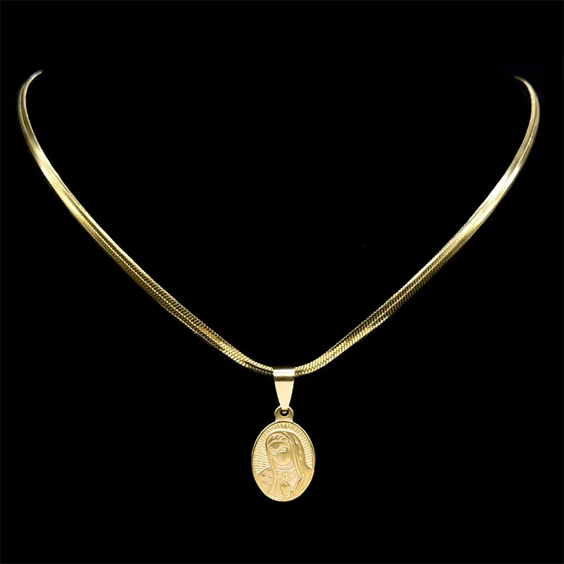 Ожерелье с подвеской Дева Мария из нержавеющей стали