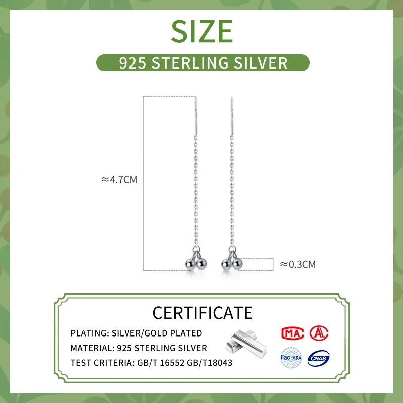 Женские серьги-гвоздики из серебра 925 пробы с короткой цепочкой 4 7 см