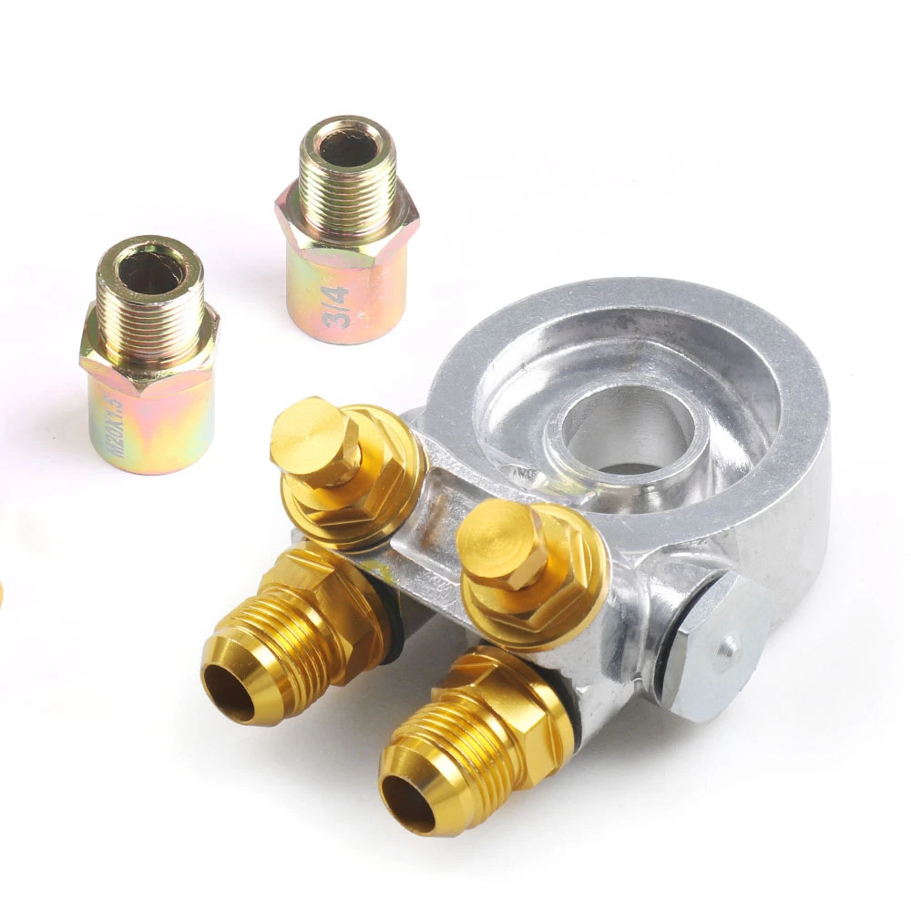 

Fit For Oil Filter Cooler Sandwich Plate Adapter AN10 + 80 Deg 176 F Thermostat