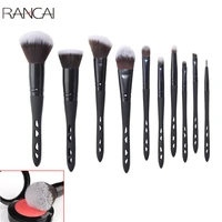 rancai 10 pcs black professional makeup brushes set hollow out foundation brush powder concealer liquid face make up tools kits