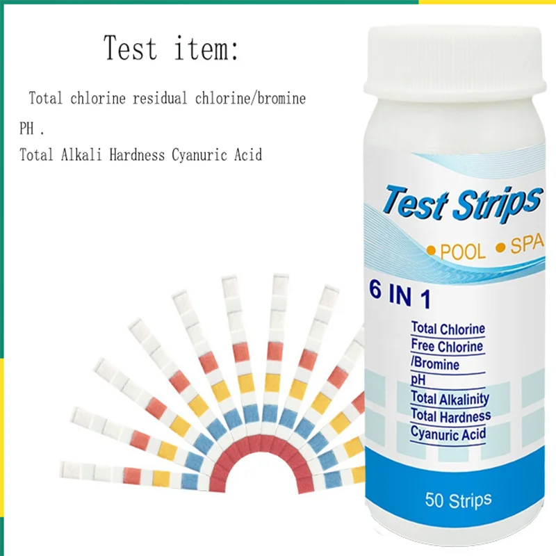 

50 PCS Multicolor PH Test Paper Water 6 in 1 Pool Spa Hot Tub Test Paper for Chlorine PH Alkalinity Test Test PH Test Paper