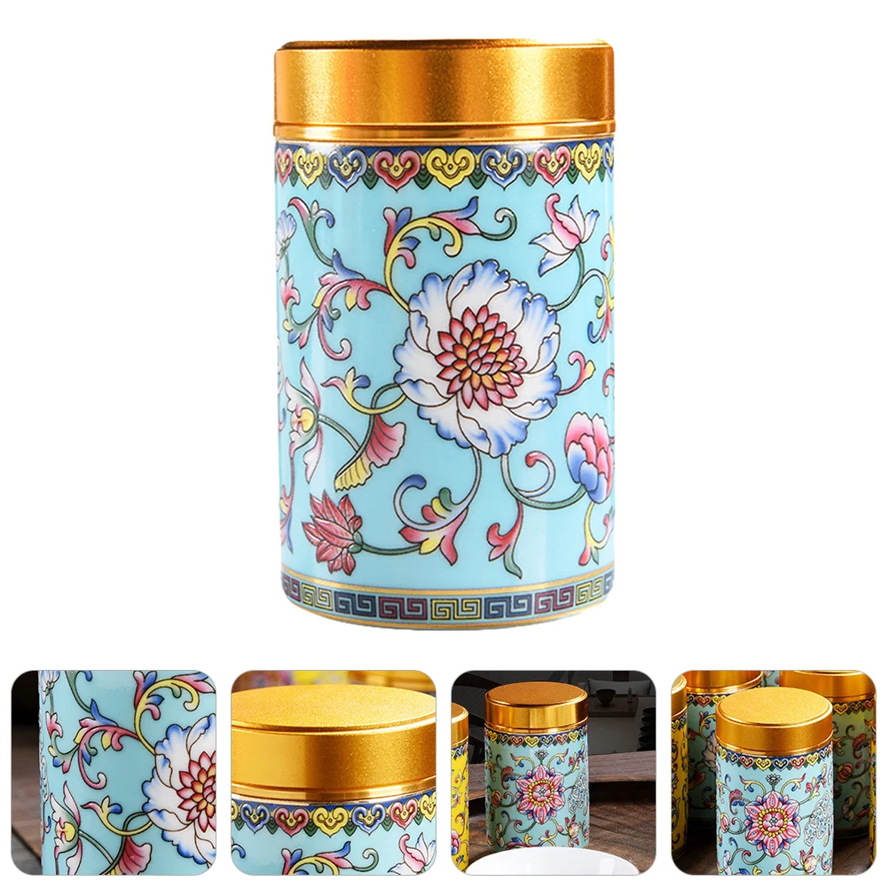 

Tea Canister Storage Jar Ceramic Jars Coffee Tinplate Loose Kitchen Chinese Tins Food Container Porcelain Vintage Canisters Tin