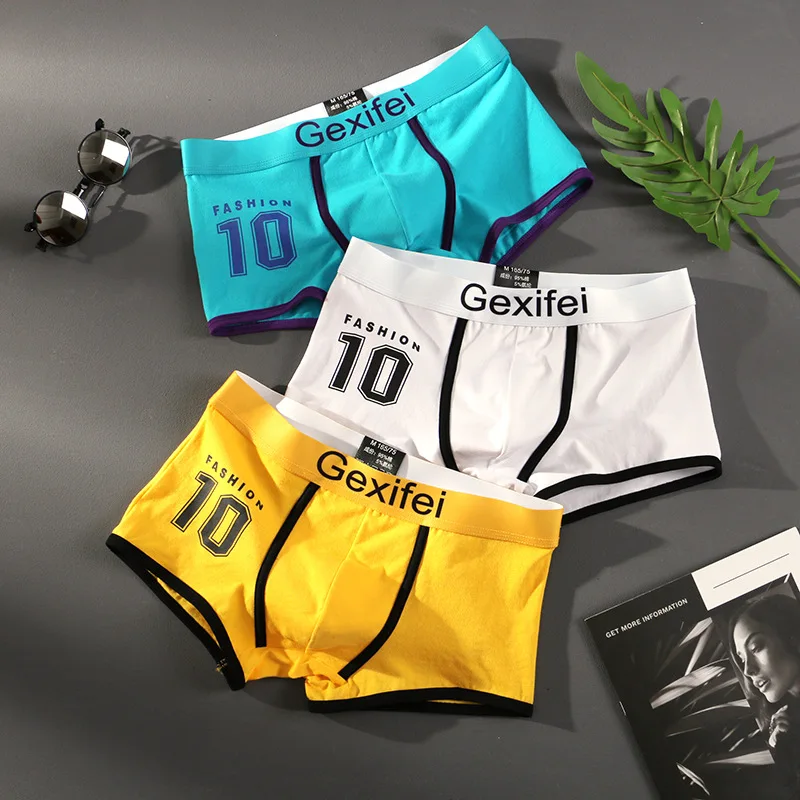 

Men's Underwear Cotton Boxer Thin Underwear Shorts Teenagers' Personality Boxer Shorts Boys Fashion Elastic Panties Youth Trunks