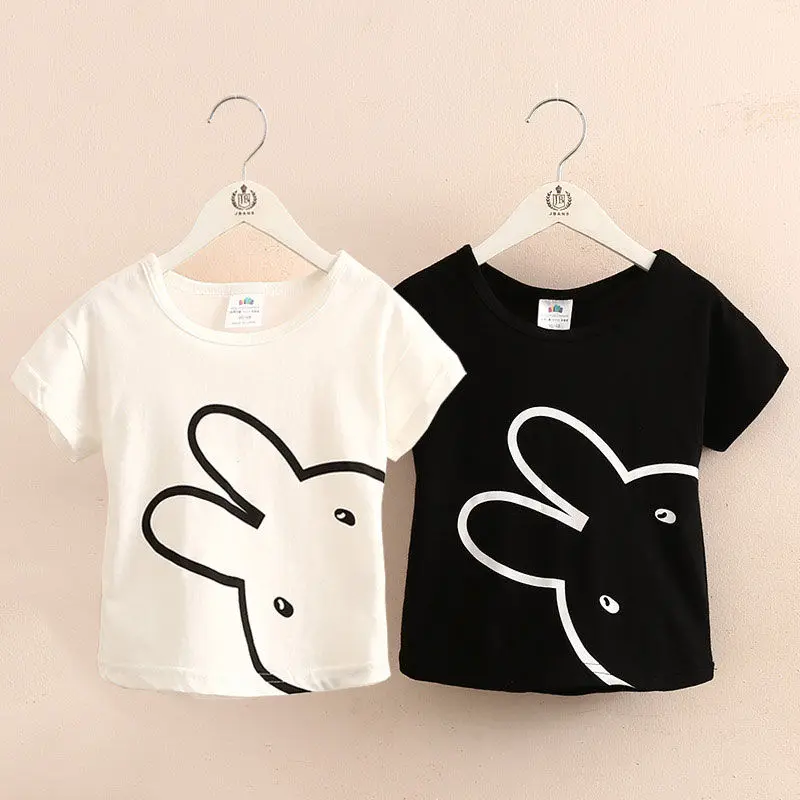 

Rabbit Short-Sleeved T-shirt Summer New Girls' Clothing round Neck Top