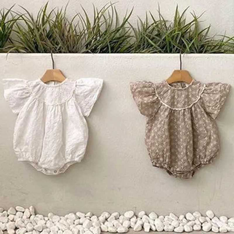 

Newborn Kids Baby Boys Girls Hollow Out Embroidery Clothes Rompers 0-2Yrs Summer Infant Baby Boys Girls Short Sleeve Jumpsuit