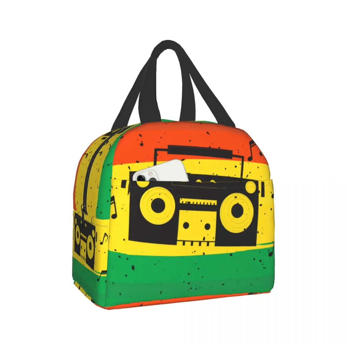 

Reggae Style With Music Lunch Bag Portable Insulated Thermal Cooler Bento Lunch Box Tote Picnic Storage Bag Pouch