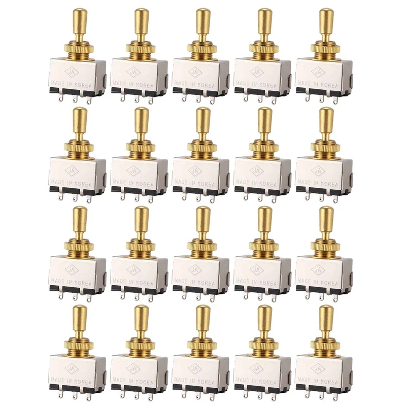 

20X Metal Electric Guitar 3 Way Box Toggle Switch For Les Paul With Metal Tip (Gold)