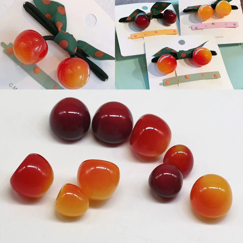 

Orange Red 15mm Charm Cherry Acrylic Beads Ending Single Hole For Diy Jewelry Making Hair Accessories Hair Rope Bracelet Women