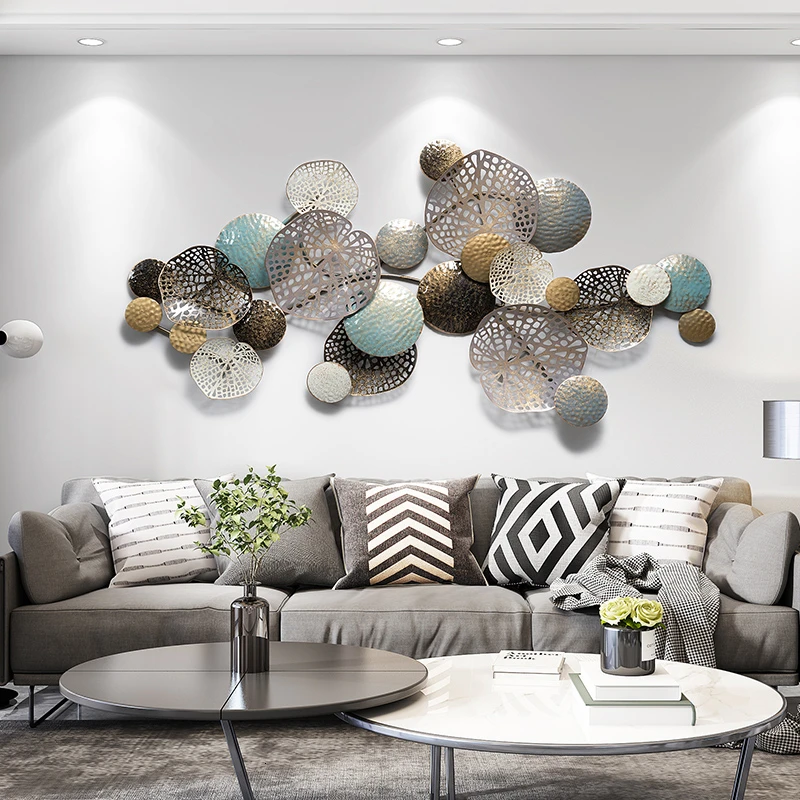 

New Chinese Style Light Luxury Iron Art Wall Hanging Wall Decoration Metope A Living Room Ornament Background Metal Wall