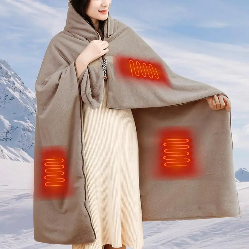 

Plush Heated Shawl USB Heating Blanket Scarf Neck Shoulder Blanket Machine Washable Soft Heated Blanket for Office Bedroom Couch