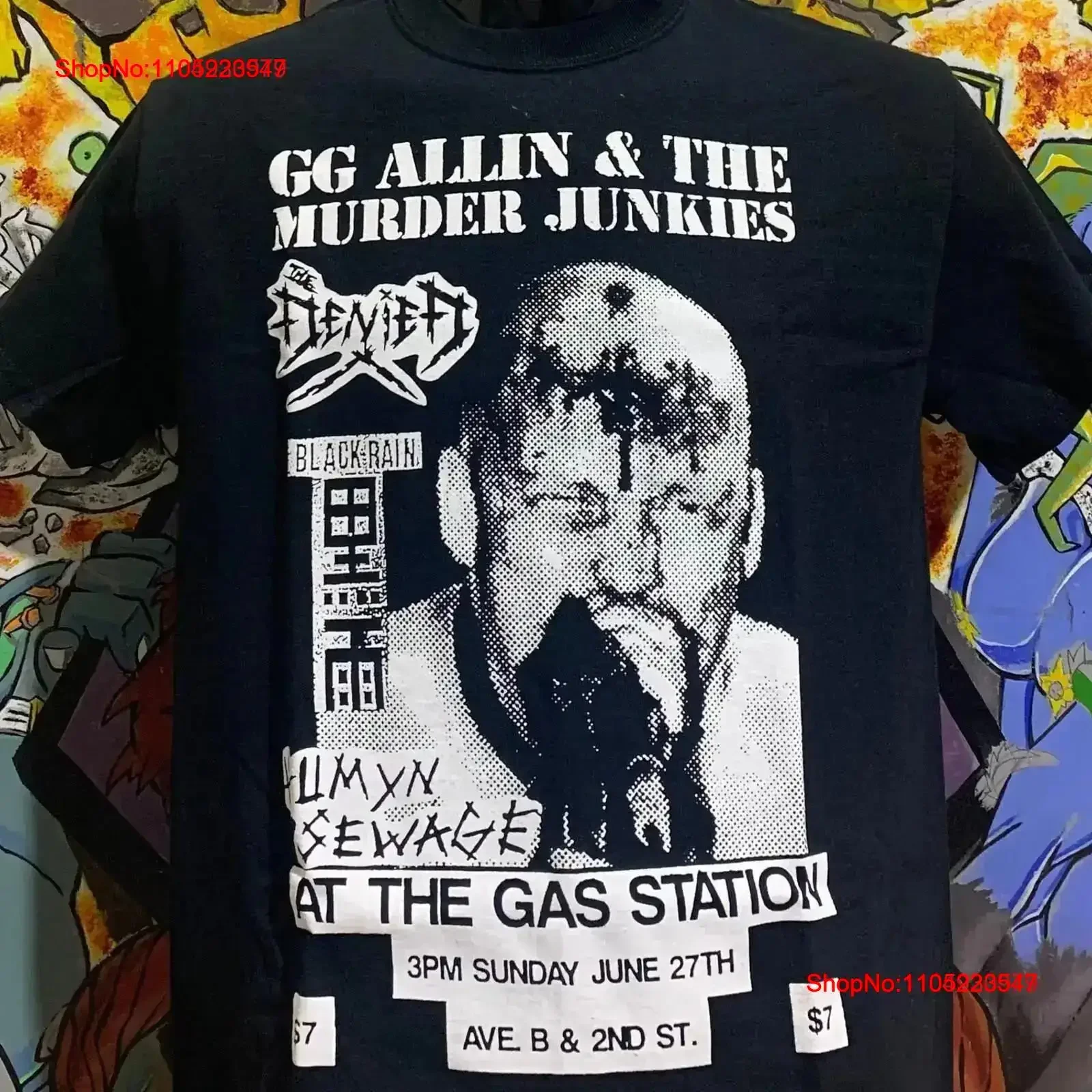 Фото GG Allin The Murder Junkies Final Show Флаер Черная рубашка Antiseen Meatmen Leftover Crack Dead Kennedys Punk Subhumans OI №1