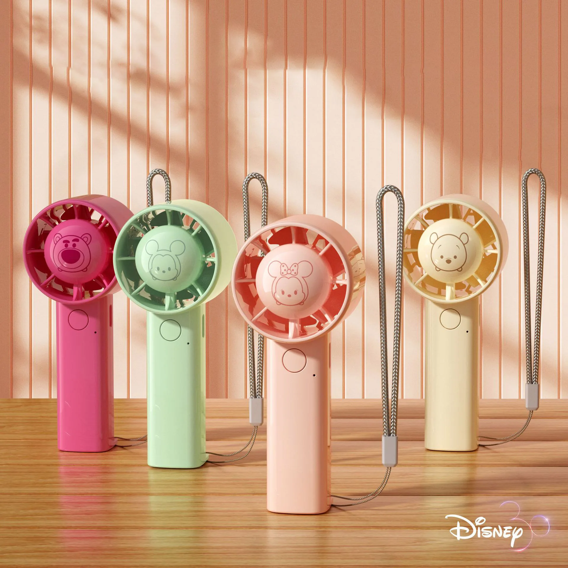 

Animation Disney New Kawaii Mini Small Fan Mickey Mouse Minnie Cartoon Image Portable Usb Charging Strap Handheld Fan Gift
