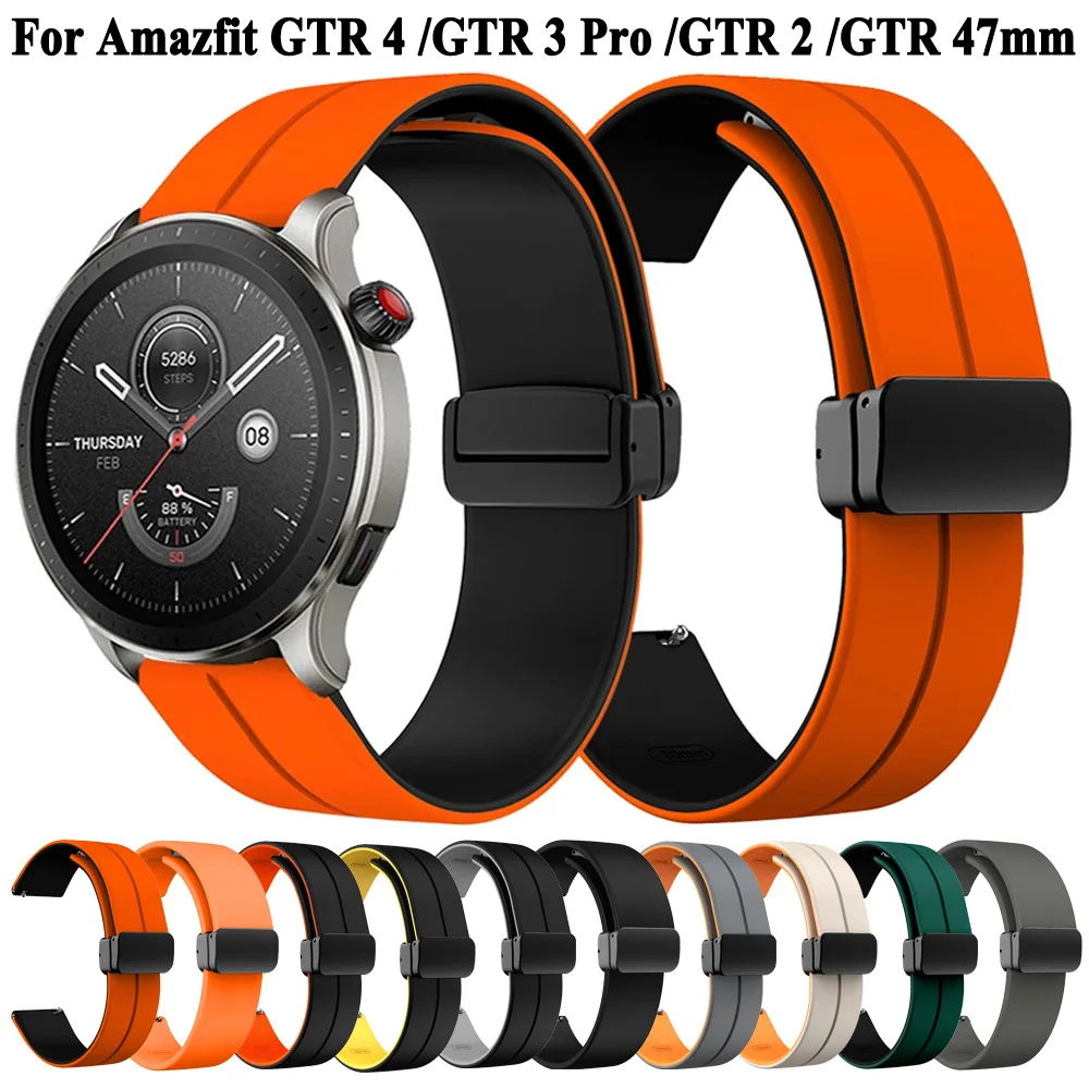 For Xiaomi Amazfit GTR 4 3 GTR3 Pro 2 2e Silicone Watchband Bracelet Magnetic Buckle Watch Strap For Amazfit GTR 47mm Wristband For Xiaomi Amazfit GTR 4 3 GTR3 Pro 2 2e Silicone Watchband Bracelet Magnetic Buckle Watch Strap For Amazfit GTR 47mm Wristband